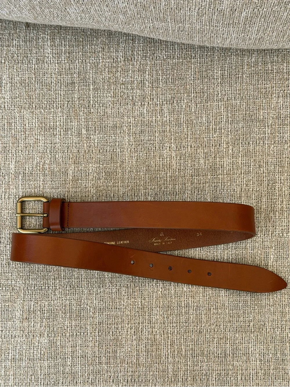 Brooks Brothers Italian Genuine Leather Belt Brown Tan Size 34 Made in Italy